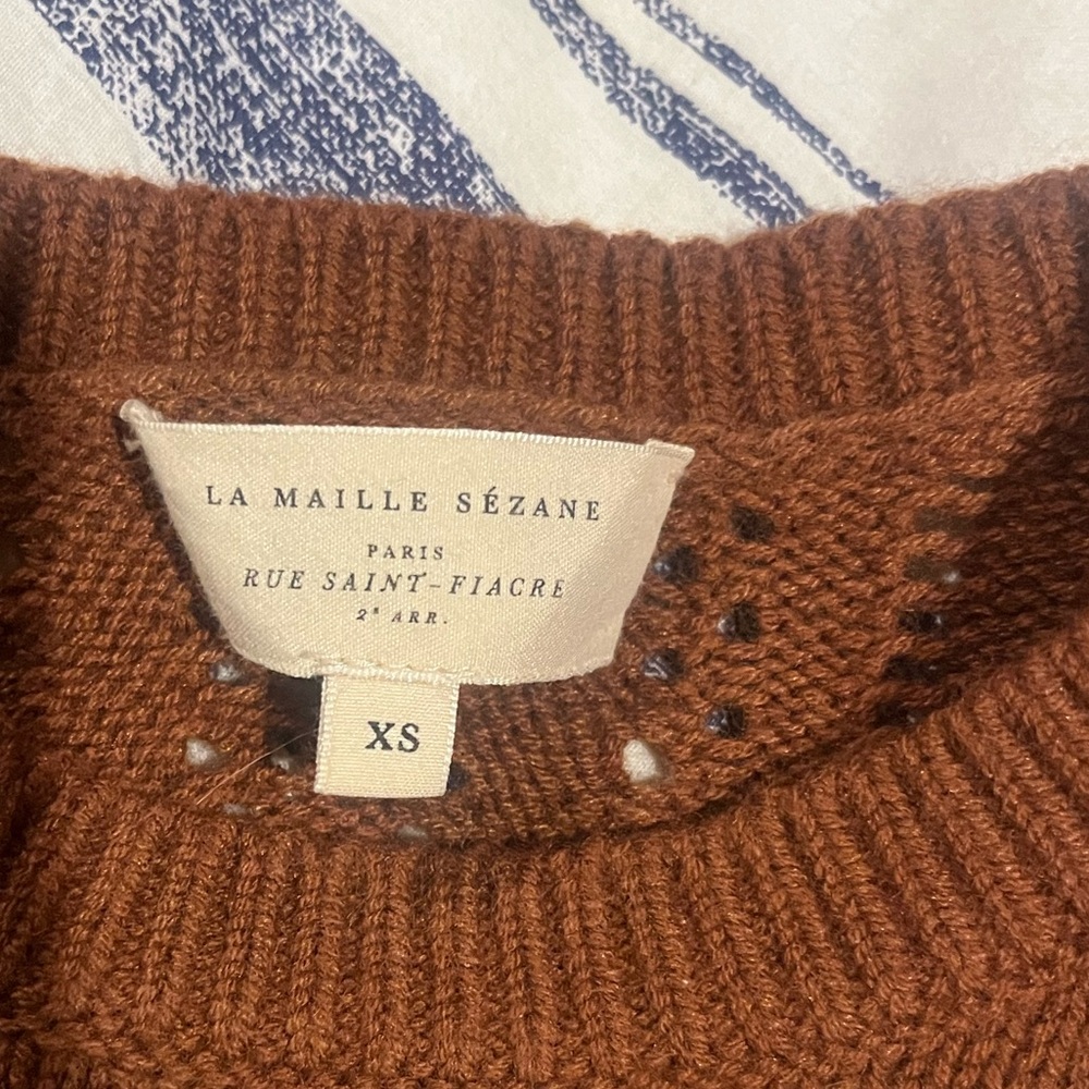 Sezane Brown Knit Sweater with Yellow Floral Embroidery - Picture 9 of 9